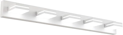 SineRise LED Modern Bathroom Vanity Light Fixtures (5-Light, 40-Inch, Dimmable), Matte White Modern Acrylic Bathroom Wall Lighting Fixtures Over Mirror (Cool White 6000K)