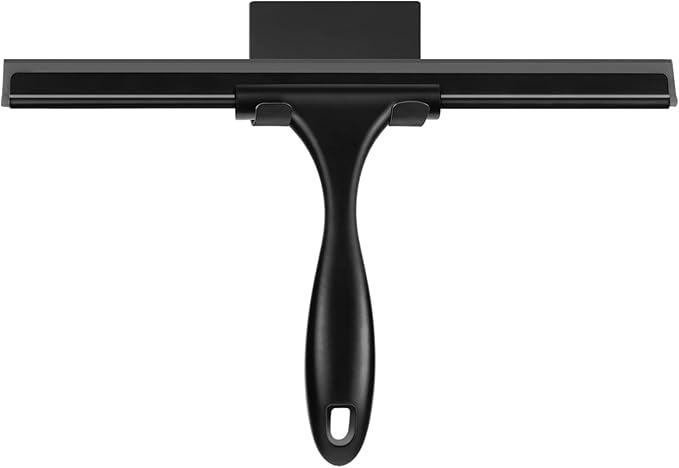 SetSail Squeegee for Shower Glass Door All-Purpose Shower Squeegee for Glass Doors Black Window Squeegee with Hook for Car Window Cleaning 12 Inch