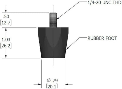 OCS Parts Adjustable Rubber Bumper Feet, Levelers, 1/4-20 Thread, Solid Rubber (4)