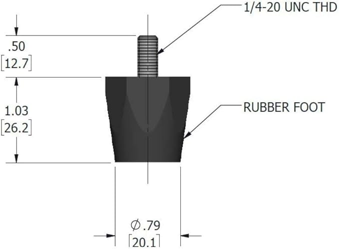 OCS Parts Adjustable Rubber Bumper Feet, Levelers, 1/4-20 Thread, Solid Rubber