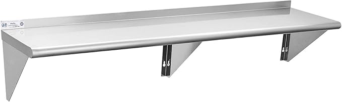 Hally Stainless Steel Shelf 14 x 60 Inches, 400 lb, Commercial Wall Mount Floating Shelving for Restaurant, Kitchen, Home and Hotel