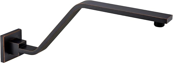 16 Inch S Shape Oil Rubbed Bronze Shower Head Arm, Square Wall Mounted Shower Arm and Flange Included