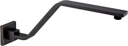 16 Inch S Shape Oil Rubbed Bronze Shower Head Arm, Square Wall Mounted Shower Arm and Flange Included