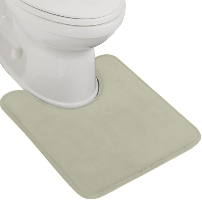 GORILLA GRIP Thick Memory Foam Toilet Rug for Bathroom, U Shaped Washable, Soft Absorbent Velvet Topside Floor Mats, Machine Wash, Cushioned Luxury Mat Rugs for Bath Room, 22.5 x 19.5, Sage