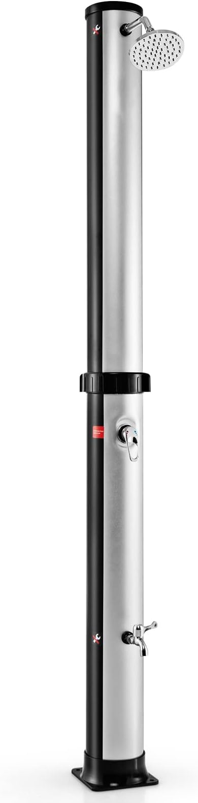 Giantex 7.2 FT 10 Gallon 2-Section Solar-Heated Outdoor Shower, Pool Shower W/Free-Rotating Shower Head, Foot Tap Spigot, Faucet, Temperature and Pressure Adjustment for Backyard, Garden, Beach Spa