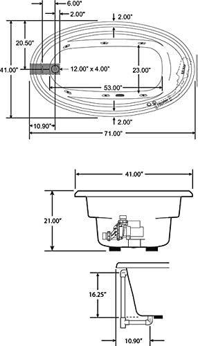Jacuzzi SIGNATURE Acrylic Drop-In Bathtub, Soaking Sanctuary, Slip Resistant, Universal Drain Placement, 72" (L) x 42" (W), Oval, Oyster