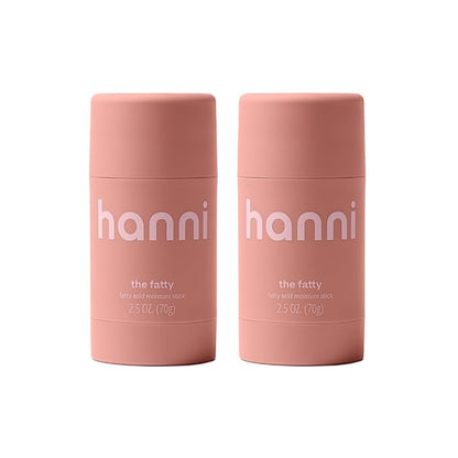 HANNI Fatty Body Moisturizer Stick with Fatty Acids, Travel Size Friendly Solid Lotion for Plumping and Hydration, Fragrance-Free and Safe for Sensitive Skin, 2.5 oz (Pack of 2)