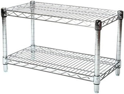 Shelving Inc. 14" d x 48" w Chrome Wire Shelving with 2 Tier Shelves, Weight Capacity 800lbs Per Shelf