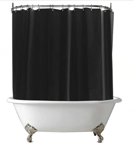 Clawfoot Tub Shower Curtain Liner Black 180x70 Inch Liner All Warp Around Extra Wide Vinyl Bath Curtain for Clawfoot Stand Up Tub Bathroom PEVA Waterproof Liner 36 Metal Hooks