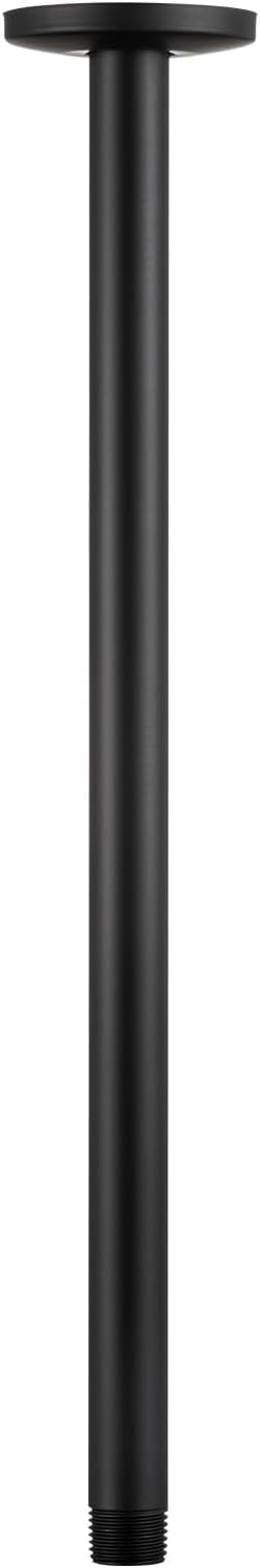 OFFO Shower Arm with Flange, 16 in Ceiling Mount Replacement Rain Shower Head Straight Arm Ceiling-Mounted For Fixed Shower Head & High Pressure Rain, Matte Black