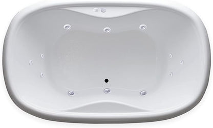Carver Tubs - TOD6841 - Modern Acrylic Fiberglass Whirlpool Tub Water Massage Bathtub, w/ 12 Jet - White Acrylic Spacious Two Person Oval Tub - Deep Relaxing Soak - 68"L x 41"W x 20"H