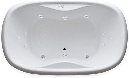 Carver Tubs - TOD6841 - Modern Acrylic Fiberglass Whirlpool Tub Water Massage Bathtub, w/ 12 Jet - White Acrylic Spacious Two Person Oval Tub - Deep Relaxing Soak - 68"L x 41"W x 20"H