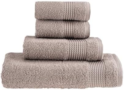 HALLEY Turkish Cotton Towels (Set of 4) 1 Bath Towel 1 Hand Towel 2 Washcloths, Super Soft Highly Absorbent 100% Cotton Towels for Bathroom and Kitchen for Mother’s Day (Taupe)