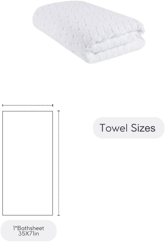 BAGNO MILANO Turkish Cotton Ultra-Soft Plush Absorbent Quick Dry Bathroom Towel Set, Made in Turkey (White, Bath Sheet)