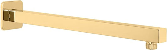 HarJue Shower Arm, Rain Shower Head Extension Extender, With Flange and Teflon Tape, Made of Thicken Stainless Steel for Bathroom Rainfall Shower (16 Inch, Chrome Gold)