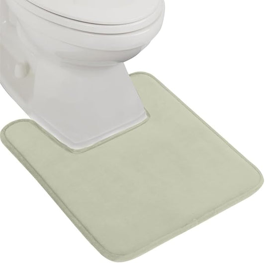 GORILLA GRIP Thick Memory Foam Toilet Rug for Bathroom, Square Shaped Washable, Soft Absorbent Velvet Topside Floor Mats, Machine Wash, Cushioned Luxury Rugs for Bath Room, 22.5x19.5 Sage