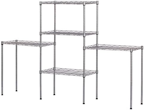 5 Tier Storage Racks Shelving, Heavy Steel Pantry Shelves, Adjustable Wire Shelving Rack, Suitable for Garage, Kitchens, Offices, 21" W x 11.4" D x 59" H, Silver