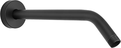 HarJue Shower Arm with Flange and Teflon Tape, Wall Mounted Shower Pipe 304 Stainless Steel Extension Arm for Fixed Shower Head & Handheld (12 Inches, Matte Black)