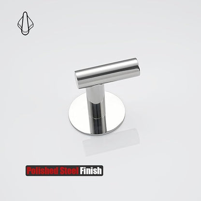 JQK Self Adhesive Towel Hook Chrome, No Drill Stick on Coat Robe Clothes Wall Hook for Bathroom Kitchen Garage 4 Pack, 304 Stainless Steel Polished Steel, ATH110-CH-P4