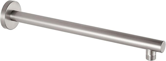 Voolan 15" Round Shower Arm with Flange and Teflon Tape, Extension Shower Head Arm for Bathroom Fixed Shower Head, Solid Stainless Steel, Wall Mounted (Brushed Nickel)