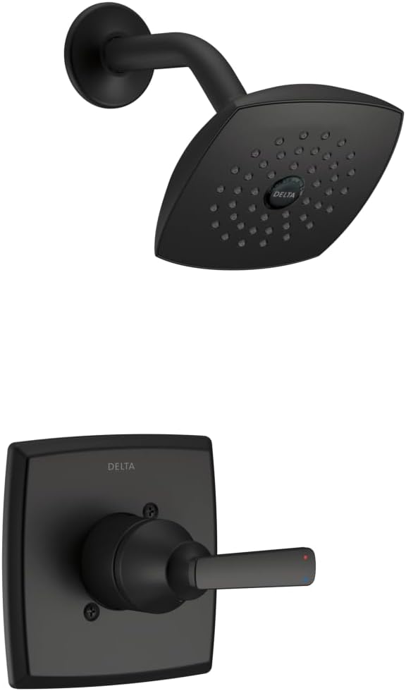 Delta Ashlyn 14 Series Shower Faucet Set, Matte Black Shower Head and Handle Set, Valve Trim Kit, Matte Black T14264-BL (Valve Not Included)