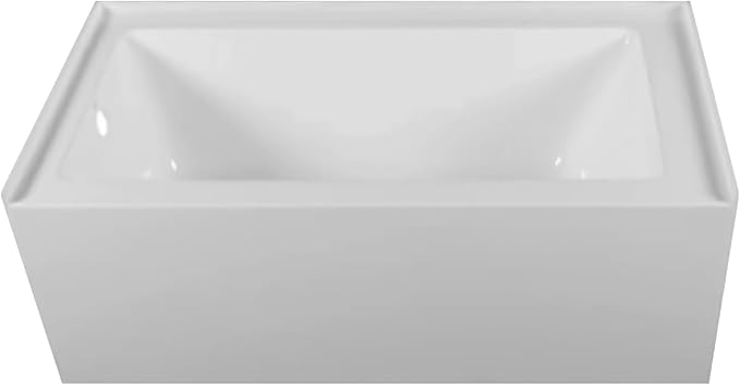 Fine Fixtures Acrylic, Fiberglass Alcove Soaking Bathtub with Integral Apron Front - Drain Included (72" x 32", Left Hand, White)