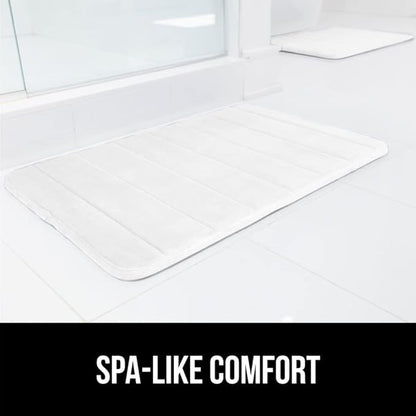GORILLA GRIP Memory Foam Bath Mat, Soft Absorbent US Designed Bathroom Rug, Gripping Dots Machine Washable Bathmat, Cushioned Floor Mats, Shower Sink Rugs Room Décor Accessories, 24x17 White