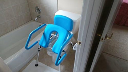 Platinum Health GentleBoost Uplift Raised Toilet Seat with Handles, Padded Bedside Commode Chair for Toilet (Blue) (330lb. Capacity)