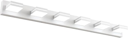 SineRise LED Modern Bathroom Vanity Light Fixtures (6-Light, 48-Inch, Dimmable), Matte White Modern Acrylic Bathroom Wall Lighting Fixtures Over Mirror (Cool White 6000K)