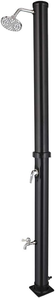 VINGLI Solar Heated Shower, 5.5 Gallon Outdoor Shower with Shower Head and Foot Shower Tap for Outdoor Backyard Poolside Beach Pool Spa,Black (5.5 Gallon)