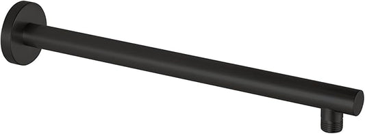 Voolan 15" Round Shower Arm with Flange and Teflon Tape, Extension Shower Head Arm for Bathroom Fixed Shower Head, Solid Stainless Steel, Wall Mounted (Matte Black)