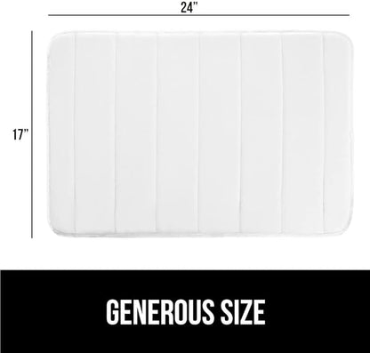 GORILLA GRIP Memory Foam Bath Mat, Soft Absorbent US Designed Bathroom Rug, Gripping Dots Machine Washable Bathmat, Cushioned Floor Mats, Shower Sink Rugs Room Décor Accessories, 24x17 White