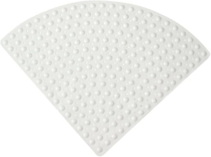 Mrcrypos Corner Shower Mats 31 x 31 Inches Bath Mat with Suction Cups and Drain Holes, Quick Dry Anti Slip Bathmat Machine Washable Shower Stall Mats for Bathroom, White