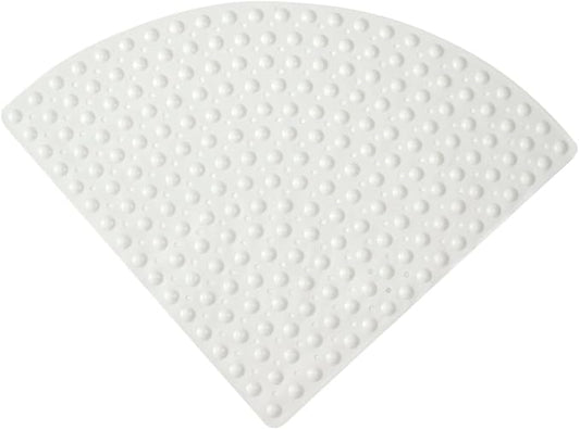 Mrcrypos Corner Shower Mats 31 x 31 Inches Bath Mat with Suction Cups and Drain Holes, Quick Dry Anti Slip Bathmat Machine Washable Shower Stall Mats for Bathroom, White