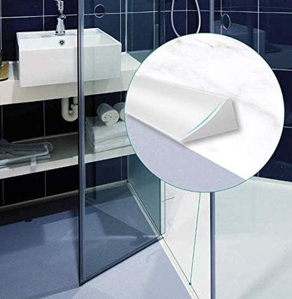 39 Inch Shower Threshold Water Dam Barrier Door Bottom Seal Strip, Silicone Rubber Kitchen Splash Guard, Corner Dam Water Retaining Strip for Countertop, Shower, Bathroom(Grey)