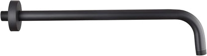 16 Inch Shower Arm with Flange,Stainless Steel 90 Degree Rain Shower Head Extension Arm,Wall-Mounted Shower Head Arm for Fixed Shower Head,Matte Black