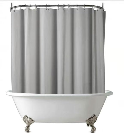 Grey Clawfoot Tub Shower Curtain,180Wx70H Inch Grey Liner with Wide 36 Metal Hooks,Vinyl Bath Curtain for Clawfoot Stand Up Tub Bathroom with Magnets PEVA Waterproof Liner