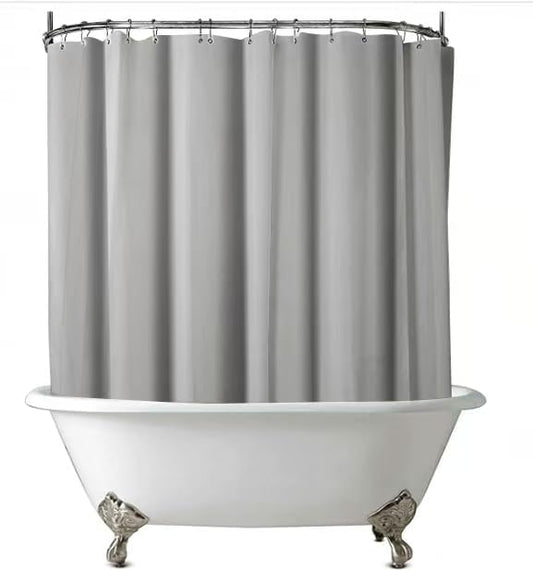 Grey Clawfoot Tub Shower Curtain,180Wx70H Inch Grey Liner with Wide 36 Metal Hooks,Vinyl Bath Curtain for Clawfoot Stand Up Tub Bathroom with Magnets PEVA Waterproof Liner