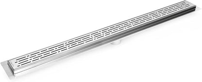 SereneDrains 304 Stainless Steel 36 Inch Linear Polished Chrome Shower Drain Kit Broken Lane Linear Shower Drains for Tile Floor Long Hair Catcher Strainer Cover Bathroom (Polished Chrome, 35 Inch)
