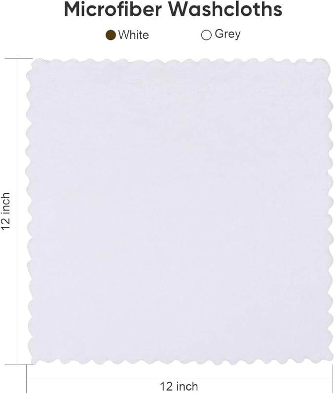 Orighty Washcloths 48 Pack, Ultra Soft Face Cloths 12 x 12 inch, Absorbent & Quick Drying Coral Velvet Washcloth Bulk, Multi-Purpose Face Cloth for Household, Cleansing and Sport (White)