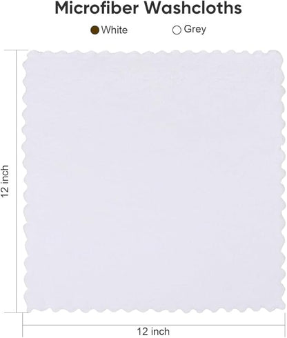 Orighty Washcloths 48 Pack, Ultra Soft Face Cloths 12 x 12 inch, Absorbent & Quick Drying Coral Velvet Washcloth Bulk, Multi-Purpose Face Cloth for Household, Cleansing and Sport (White)