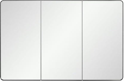 Black Bathroom Medicine Cabinet with Round Corner Framed Door, 40 x 25.5 inch, Recessed or Surface Mount, with Adjustable Glass Shelves