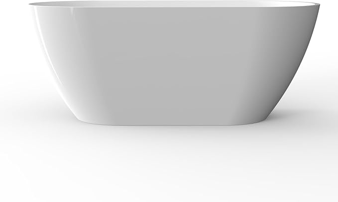 67 Inch Acrylic Freestanding Bathtub, Acrylic Soaking Bathtub with Matte Drain and Overflow, Deep Ergonomic Tub with Double-Walled Insulation, CUPC Certified, Modern Square Design