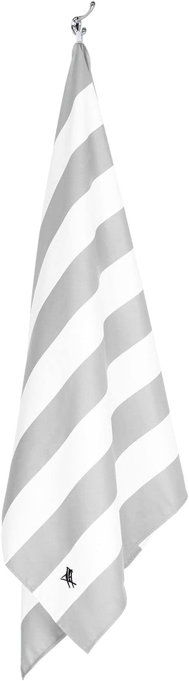 Dock & Bay Beach Towel - Quick Dry, Sand Free - Compact, Lightweight - 100% Recycled - Includes Bag - Cabana Light - Goa Grey - Large (160x90cm, 63x35)
