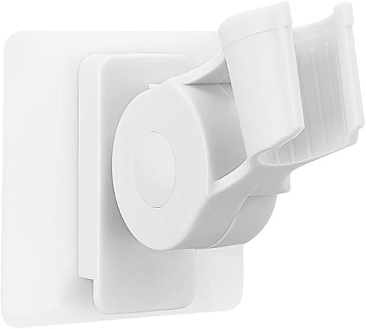 Shower Head Holder,Plastic Bathroom Strong Adhesive Showerhead Adapter,Wall Mount Adjustable Handheld Shower Head Holder Bracket,Waterproof,Relocatable Shower Wand Holder,White