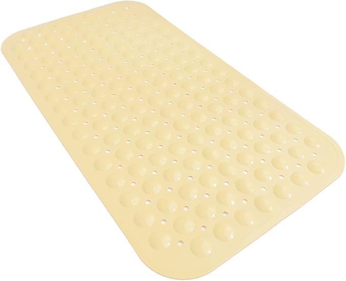 Anti-Slip Bathtub Shower mat, 27.5×14.5（Approximately 70×37cm） inch Soft Oversized Machine Washable Non-Slip Bathtub mat with Drainage Holes, Bathroom Floor Suction Cup.（1-Opaque Light Yellow）