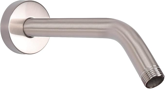 HarJue Shower Arm with Flange and Teflon Tape, Wall Mounted Shower Pipe 304 Stainless Steel Extension Arm for Fixed Shower Head & Handheld (6 Inch, Brushed Nickel)