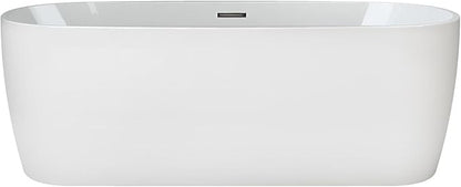 Jacuzzi PRIMO Freestanding Tub, Luxury Acrylic, Soaking Sanctuary, 67" (L) x 31" (W), Drain Assembly Kit Included, Center Drain Placement, White