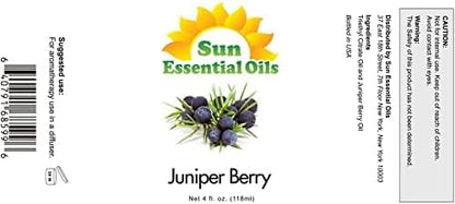 Sun Essential Oils 4oz Juniper Berry Essential Oil – Aromatherapy Oil for Candle Use (4 Fluid Ounces)