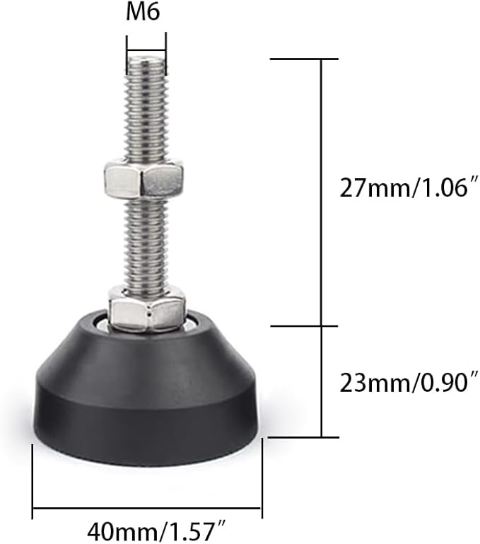 Adjustable Leveling Foot,Small Equipment Foot,Base Diameter 40mm, Thread M6 * 27mm